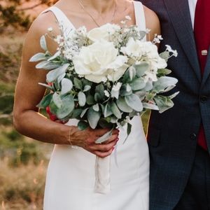 Bridal Bouquet - White Roses - Real Touch Faux Flowers
